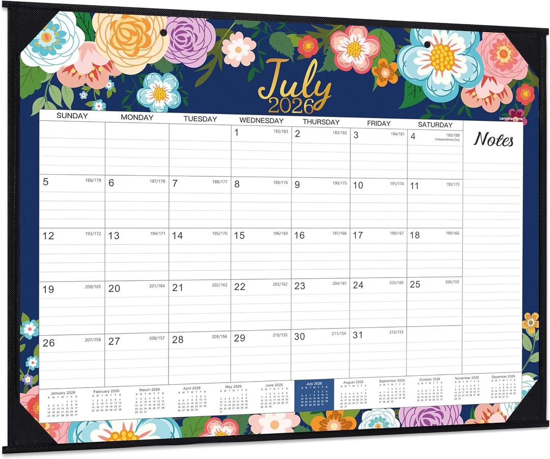 2026-2027 Desk Calendar - Large Desk Calendar 2026-2027, JUL 2026 - DEC 2027, 22" x 17", 18 Months Calendar Large, Desk/Wall Calendar 2-IN-1 with Corner Protectors, Desk Pad, To-Do List & Notes - Blue