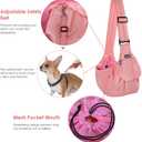 Lukovee Dog Sling Carrier, Hard Bottom Support & Adjustable Soft Padded Shoudler Strap Dog Slings for Small Dogs, Dog Purse with Drawstring Mesh Opening & Zipper Pockets for Puppy Cat Pet (Pink)