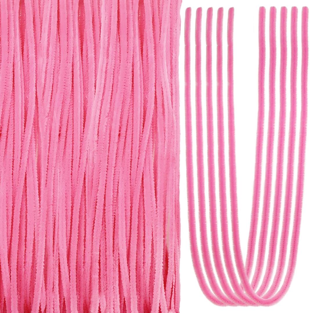 TOAOB 100pcs Long Pipe Cleaners Dark Pink Overlength Chenille Stems 24 Inch Fuzzy Sticks Craft Supplies for DIY Art Craft Projects Home Decorations