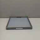 MAONAME Gray Serving Tray with Handles, Modern Grey Decorative Tray for Coffee Table, Plastic Rectangular Gray Trays for Ottoman, Bathroom, Decor, 15.8 x 10.2 x1.4