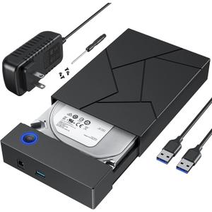 Hard Drive Enclosure 3.5, FEMORO USB 3.0 Internal SATA HDD Case with 12V 2A DC Power Adapter for Internal 3.5 inch HDD Reader, up to 20TB, Support UASP