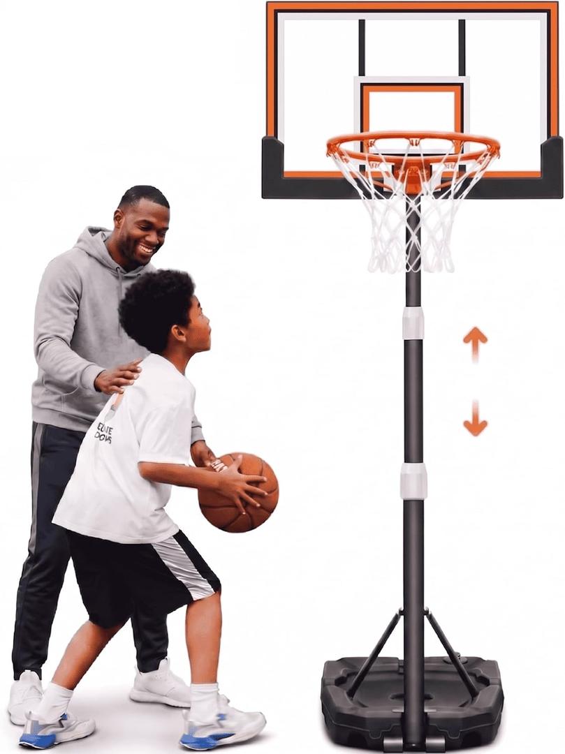 Seray Kids Basketball Hoop Outdoor 3.2-7.2FT 10s-Quick-Adjust, Swimming Pool Basketball Hoop for Kid/Adult/Toddler in Poolside/Backyard/Driveway/Indoor, 29 in Shatterproof Backboard and Enlarged Base