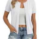 GRACE KARIN Short Sleeve Cardigan Summer Button up Sweaters for Women Lightweight Crew Neck Casual Outfits, 2XL