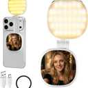 2 x Foldable Magnetic Phone Selfie Light: No Camera Blocking CRI 95+ with Mirror & Adjustable & Rechargeable for Selfies/Photography/Vlog/Conference/Video Recording/Content Creator (White)