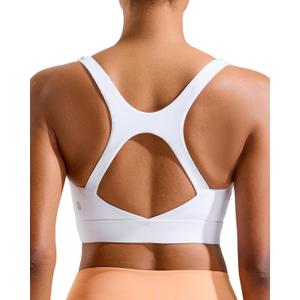 RUNNING GIRL High Impact Sports Bras for Women, High Support Running Strappy Women's Sports Bra with Sewn in Pads (White, XL)