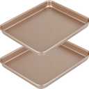 11 Inch Baking Sheets Pan Nonstick Set of 2, Walooza Cookie Sheet Replacement Toaster Oven Tray，Deep Size 1 inch Bakeware, Non Toxic & Heavy Duty & Easy Clean