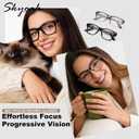SKYOAK 2 Pack Trendy Progressive Multifocus Reading Glasses for Women, Retro Rectangle Frame Anti UV/Eyestrain Computer Readers, Stylish Spring Hinge Multifocal Glasses with Metal Core Wire, 2.0x