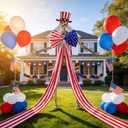 Shinymoon 2 Pcs 4th of July 12 ft Skeleton Costume Set Giant Clothes Outfit Accessories Hat and Corsage Bow