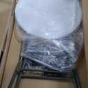 4 Set 32" High Top Cocktail Tables for Parties White Round Folding Bar Height Table with Removable Legs and 32 x 43 Inch Black Spandex Stretch Table Covers