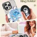 Lotadilo for iPhone 14 Pro Case for Women - Girls Kawaii Design Compatible with Magsafe Magnetic Ring Holder Stand White Cat Phone Covers Aesthetic Girly TPU Funda for 14 Pro