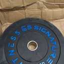 Signature Fitness 2" Olympic Bumper Flat Weight Plates with Steel Hub - 100% Virgin Rubber, Black, 45LB