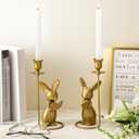 2 Pcs Christmas Mouse Reading Taper Candle Holders 8.25 Inches Cute Animal Candlestick Holders Dinner Metal Candle Stand Centerpiece Table Decorative Candlelight for Christmas Home Decoration