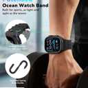 Astorgos Upgraded Ocean Band Compatible with Apple Watch Ultra 3/2/1 49mm, S11/S10 46mm, 9/8/7 45mm, SE3/SE2/SE/6/5/4 44mm, 3/2/1 42mm, Metal Connector Breathable Sport Watch Strap for Men Women (Regular)