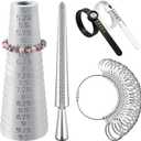 HappyAlley Bracelet Sizer Mandrel & Ring Size Measuring Tool Kit with Ring Mandrel Measurer, Finger Sizers for Measuring, 2 Pcs Finger Measurers US Sizer 1-17(Silvery,Premium Steel,Standard)