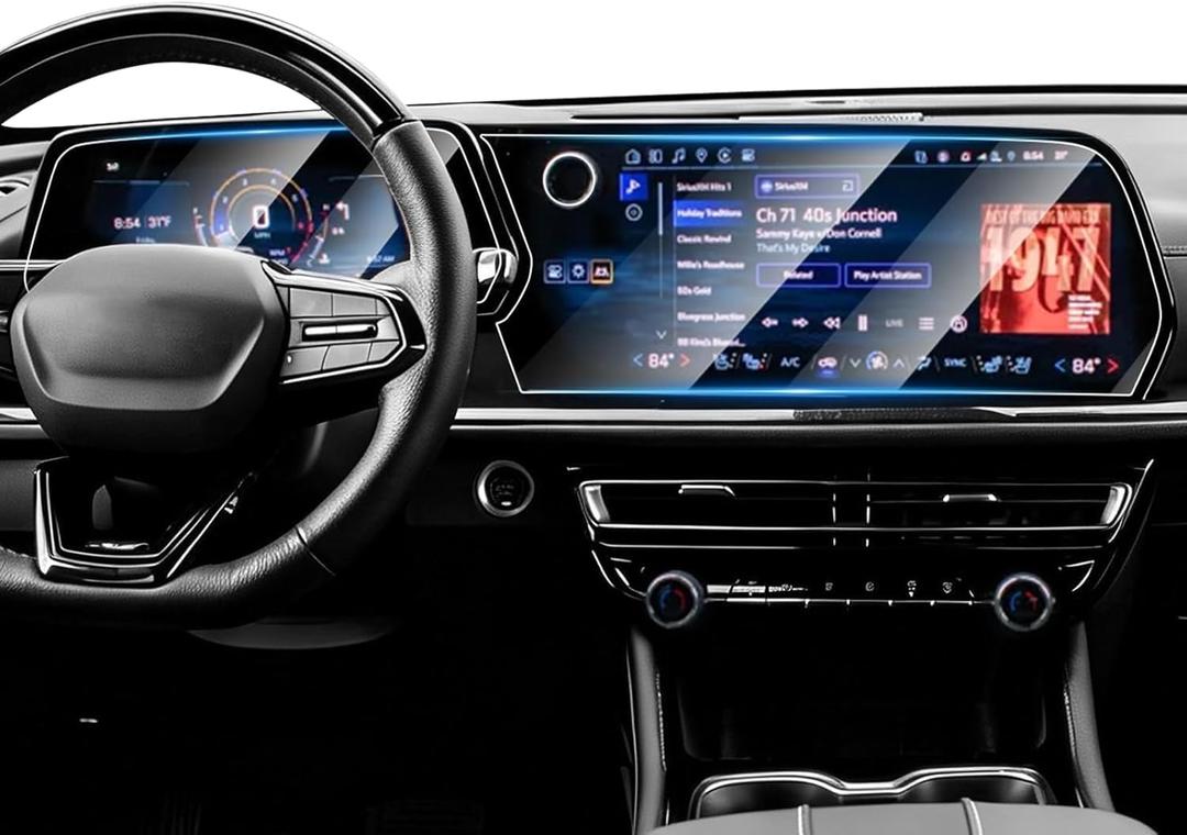 Karltys 2PCS Screen Protect for 2027-2024 Chevy Traverse & Silverado EV Accessories for 17.7" Touchscreen & 11" Dash, [No Glare & Fingerprint] Tempered Glass (Fits LS/LT/Z71/RS/High Country)