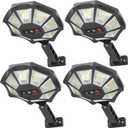 OKPRO Solar Lights Outdoor, 168LED 6500K Flood Light Dusk to Dawn, 8 Sides Solar Outdoor Lights with Motion Sensor, IP66 Waterproof Solar Street Lights Outdoor for Yard, Pools(4 Pack)