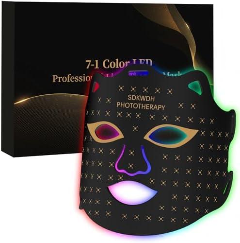 SDKWDH Red Light Mask for Face, 7-1 Colors Facial Care Mask, 850nm Infrared & Red Light Masks, Ergonomic Design for Home & Travel