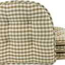 Klear Vu Omega Non-Slip Chair Cushions, Assembled in USA, U-Shaped Skid-Proof Seat Pads for Dining Room, Kitchen, Office, 15"x16", 4 Pack, Gingham Natural 4 Count