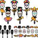 24 Set Day of The Dead Maracas DIY Craft Kit Mini Unfinished Day of The Dead Noisemaker Bulk Dia De Los Muertos Decoration Maracas Party Favor for Instrument Musical Theme Event
