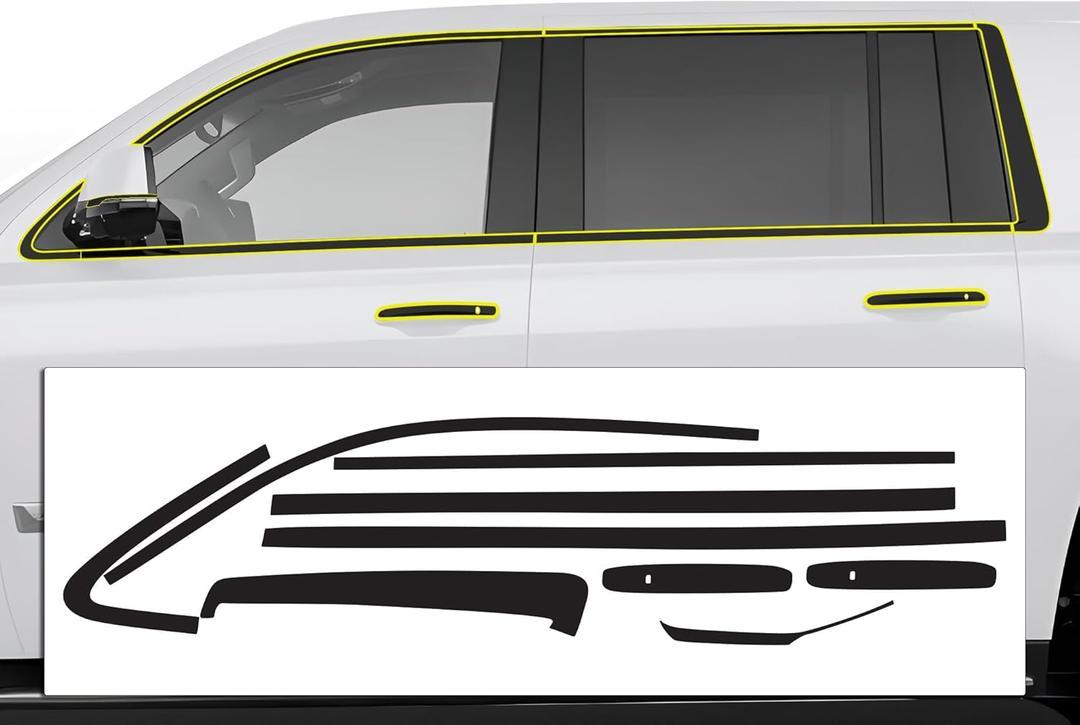 BOGAR TECH DESIGNS for Cadillac Escalade 2015-2020 Side Window Chrome Delete Precut Vinyl Trim Overlay, Gloss Black Blackout Appearance
