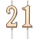Nuanchu 21st Birthday Candles Happy Birthday Cake Number Candles Topper Decoration for Birthday Wedding Anniversary Celebration Favor, 3.54 Inches Total Length (Champagne Gold)