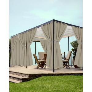 HolidayIdeas Grommet Outdoor Curtains for Patio Waterproof 8 Pcs All Weather Balcony Outside Curtains for Apartments, Gazebo, Pergolas, Porch, 54x84 Inch, Taupe