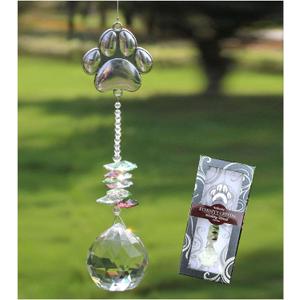 Paw Print Sun Catcher Crystals Prisms Hanging Garden Decor Pet Memorial Gifts Dog Remembrance Gift Loss Sympathy Rainbow Maker Suncatcher for Window Friend Birthday