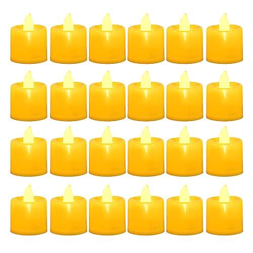 LANKER 24 Pack Flameless Led Tea Lights Candles, Flickering Warm Yellow Battery Operated Electronic Fake Candles, Decorations for Halloween and Festival Celebration (Yellow - 24Pack)missing 1