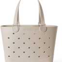 Simple Modern Extra-Large Beach Bag | Waterproof Getaway Rubber Tote with Zipper Pocket for Travel, Pool, Boat, Groceries, Sports | Almond Birch