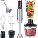 Immersion Blender Handheld, 5 in 1 Hand Blender, 12 Speed Stainless Seel Immersion Blender, Whisk, Chopper, Beaker, Beaters, Christmas Gift, New Year Gift