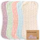 5Pack Muslin Burp Cloths Baby Boy, Girl  Very Absorbent Baby Burp Cloth Rags, 8Layers Viscose Derived from Bamboo Cotton Muslin Towel, Super Soft Spit Up Rags, No Shrink Washcloths (Blooms)