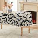 Horaldaily Halloween Tablecloth 6084 Inch Oval, Bats Black Washable Table Cover for Party Picnic Dinner Decor (Beige)