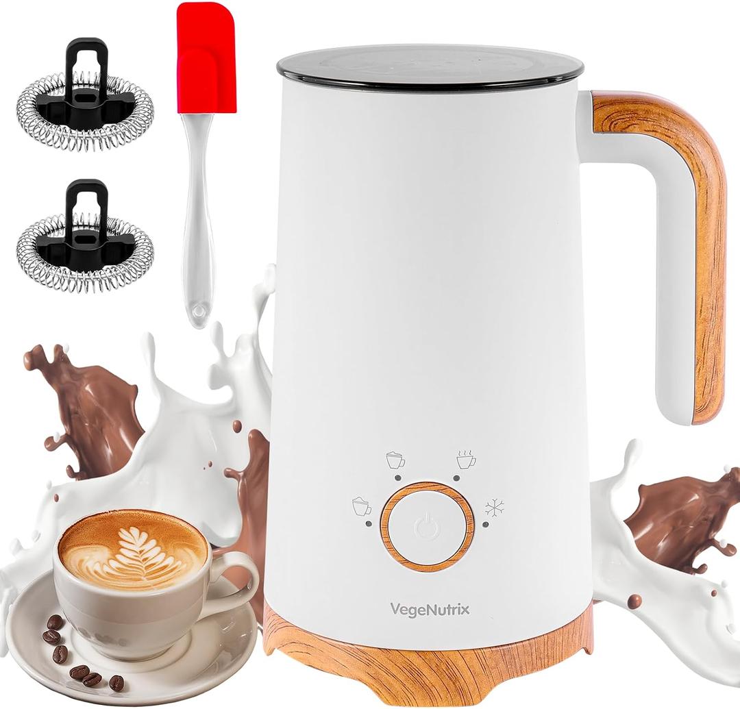 Milk Frother, Electric Milk Frother and Steamer 400W, Automatic Warm and Cold Foam Maker and Milk Warmer 4 in 1 with 2 Whisk for Latte, Cappuccino, Macchiato, Hot Chocolate Coffee