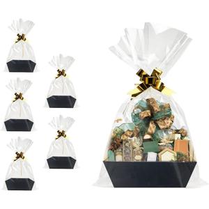 funsky Baskets For Gifts Empty, 5 Pk Black Empty Gift Baskets To Fill, Sturdy Cardboard Tray With Handles, Large Gift Baskets Empty Bulk For Beautiful Gifts, Christmas, Easter, Halloween