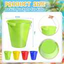 Didaey 12 Set Beach Sand Buckets and Shovels Set Includes 9 Inch Large Sand Buckets and Shovels Beach Pails Toys for Kids for Summer Theme Party Favors Summer Game (4 Colors), Buckets: 9 inches, Shovels: 7.5 x 2.5 inches