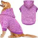 Dog Sweaters for Large Dogs Hoodie Fleece Dog Sweater Soft Clothes Sweatshirt with Pocket Hoodie for Large Dogs(Purple&XL)