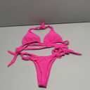Women's Bikini Sets Bathing Suits Two Piece Swimsuits Sexy Triangle Halter Bikinis Top (Hot Pink), Small
