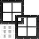 NeatiEase 2 Pack Shed Windows 12"x12", Transom Window Fixed Design with Tempered Glass for Playhouses, Sheds, Garage and Chicken Coops (Black)