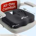 5 STARS UNITED Seat Cushion - Memory Foam Chair Cushion for Tailbone Pain Relief - Ergonomic Support for Coccyx, Sciatica & Butt - Office, Desk & Gaming Chair, Car Seat, Wheelchair, Airplane, Black, Large