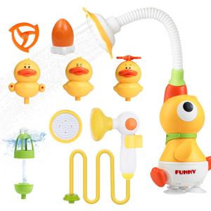 Baby Bath Sprayer Toy for Toddlers-Adjustable Water Flow Rinser with 3 Squirting Ducks & Bathtub Shower Head,Fun Bath Time Gift for 1 2 3 Year Old Kids, Babies & Newborns