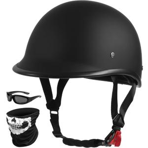 Motorcycle Half Face Helmet, Lightweight Vintage Half Helmet, DOT Certified, Unisex (Medium, Matte Black)