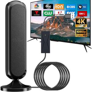 TV Antenna for Smart TV Indoor with Amplifier Signal Booster, 2026 Digital Antenna for Local Channels 600+ Miles Long Range, 360 Reception Portable, Support 4K 1080P, Coaxial Cable