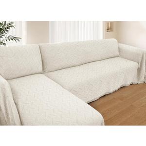 Sectional Couch Covers for Sectional Sofa L Shaped Sofa Cover Blanket 2 Pieces L Shape Furniture Protector for Pets Dogs(Ivory, X-Large)