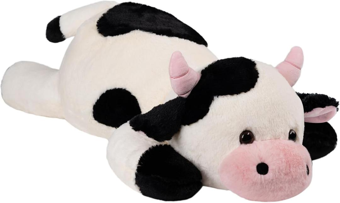 Weighted Plush Cow Stuffed Animal, 25.6 inches, 5 lbs, Soft Plushie for Kids and Adults (Cow Large)