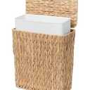 Coeusy 3 Gallon Wicker Trash Can,Small Bathroom Trash Can with Lid,Natural Water Hyacinth Wicker Waste Basket for Bedroom,Toilet,Narrow Garbage Can with Removable Liner