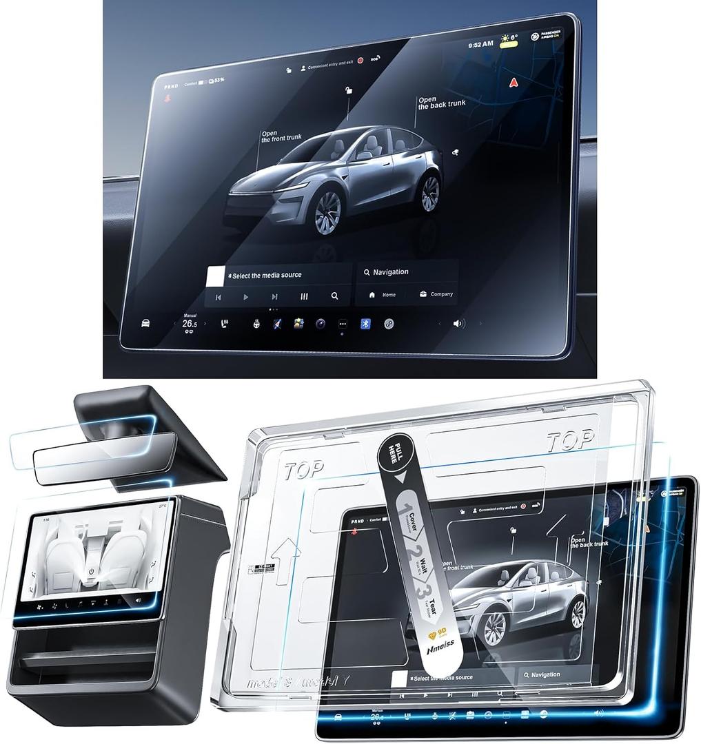 Nmoiss 3 in 1 16 New Model Y Premium & performance (2026) Screen Protector Matte 3 Psc Protector Center Display + Rear Touchscreen + Rearview Mirror Model Y
