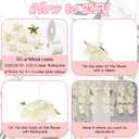 50 Set Run for The Roses Decor Hanging Rose Ceiling Decor with Ribbons DIY Artificial Floating Flowers Garlands for Engagement Bridal Shower Wedding Horse Racing Derby Day Decorations(White)