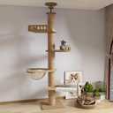 Floor to Ceiling cat Tree - Adjustable Height (95-98in,104.3-108.2in)- with Width 4.33 in Scratching Post,Cat Hammock,Fully Wrapped with sisal Rope - Floor to Ceiling Cat Tower for Indoor Cats.(T04)