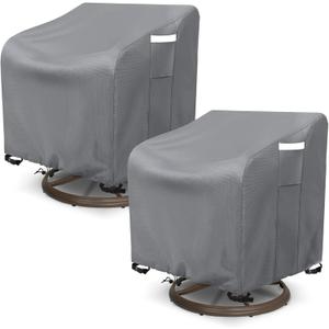 AKEfit Outdoor Swivel Lounge Chair Cover 2 Pack,Heavy Duty Waterproof Patio Chair Covers for All-Weather Protection Outdoor Lawn Furniture,Grey-33Wx35Dx38.5H inches