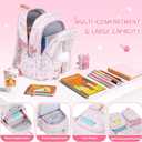 Backpack for Girls, 3PCS Corduroy Girls Schoolbag Set with Lunch Bag & Pencil Pouch, Lightweight Teen Girl Backpacks for Elementary Middle High School Bookbag Laptop Bag Travel Daypack